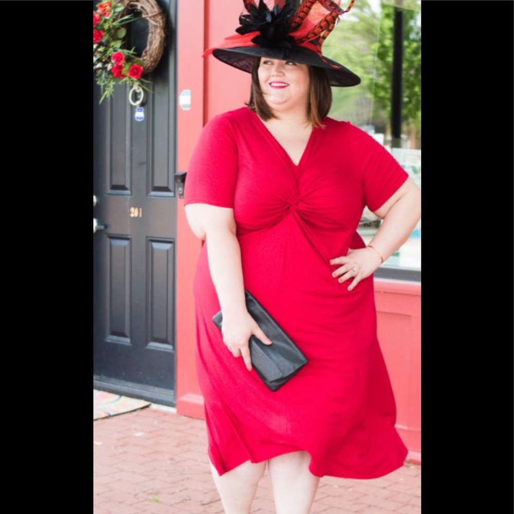 3x knit red dress